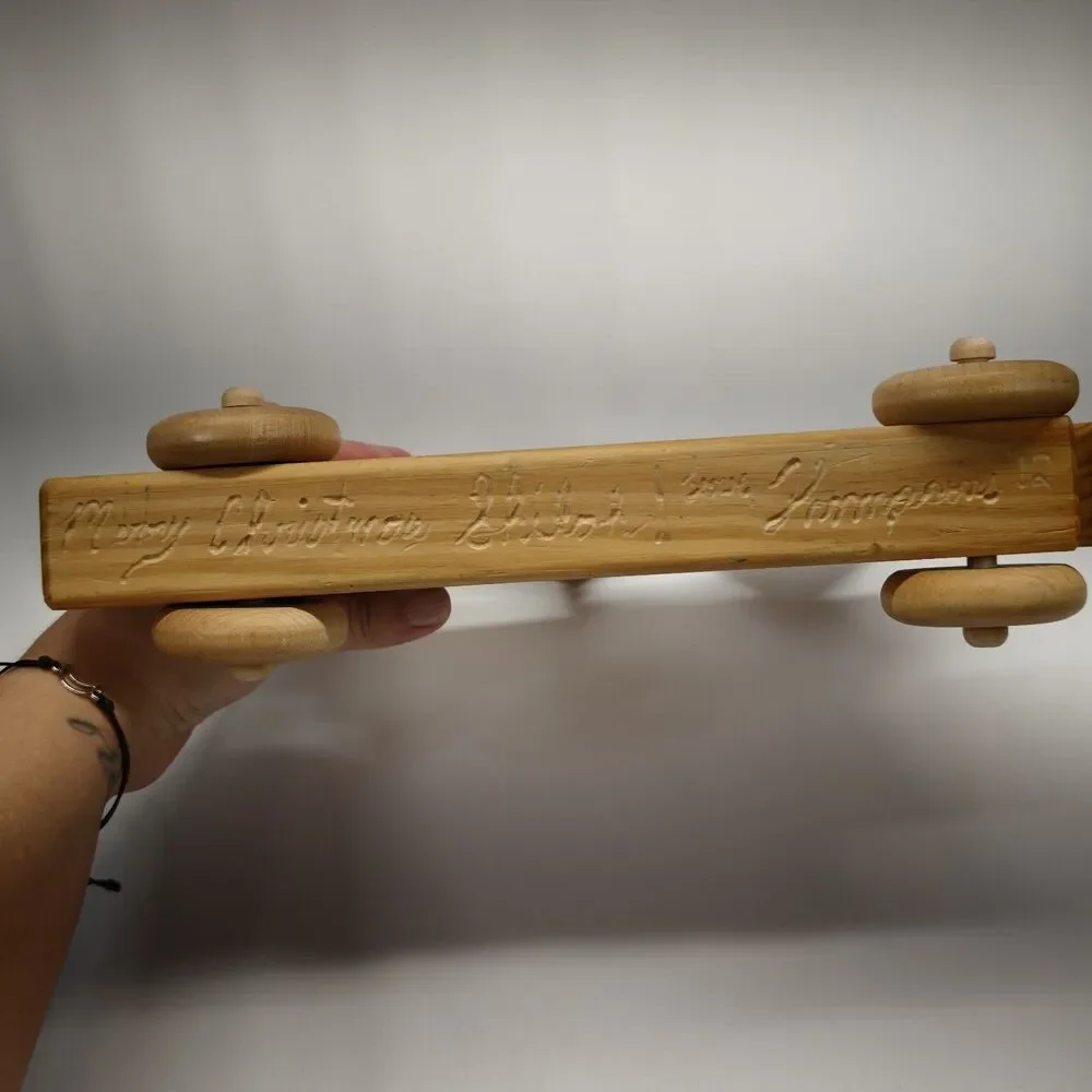 Handmade Wooden Train Locomotive Shelf Sitter Folk Art Decor Rolling Toy 15 Inch